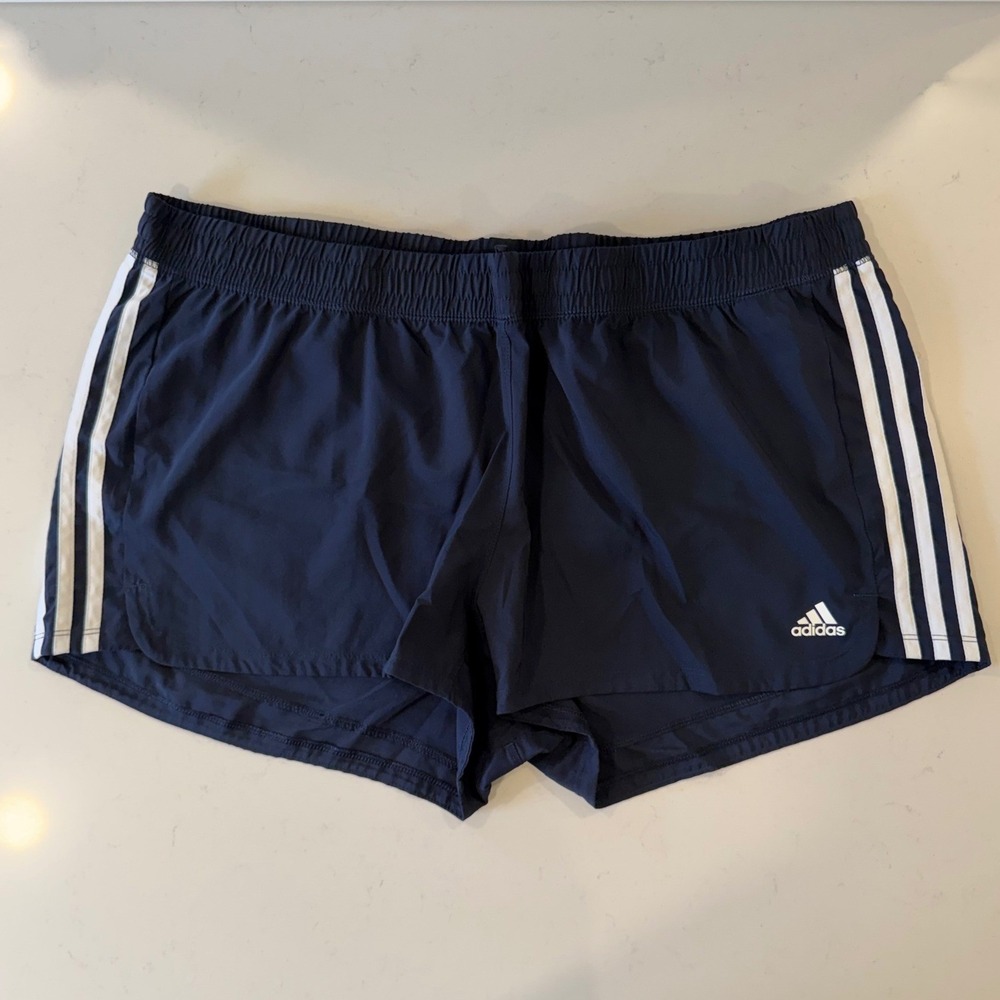Adidas Aeroready Navy Blue 3-Stripe Running Shorts Womens 2XL Activewear